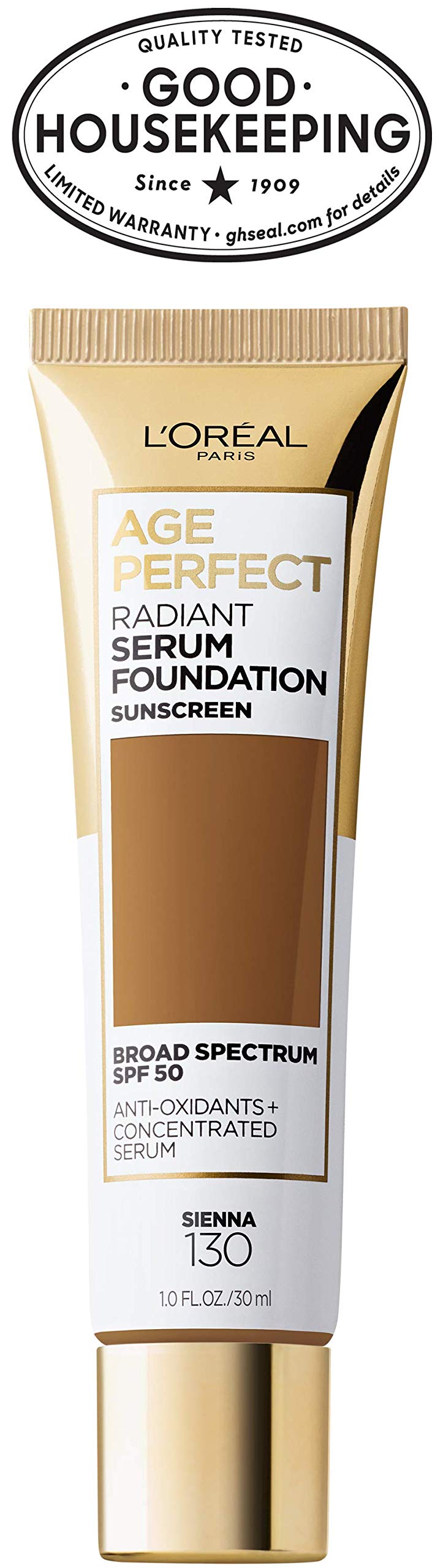 L'Oreal Paris Age Perfect Radiant Serum Foundation with SPF 50, Sienna, 1 Ounce L'Oreal Paris