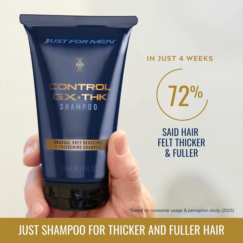 Just for Men Control GX + THK Thickening Shampoo with Grey Reduction, Shampoo for Thinning Hair with Alpha Keratin, Thickens Hair Up to 20%, Works with Every Hair Texture, 4 oz Infinity Warehouse