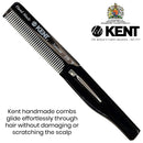 Kent 20T Black Graphite Handmade Folding Pocket Comb for Men, Fine Tooth Hair Comb Straightener for Everyday Grooming Styling Hair, Beard or Mustache, Use Dry or with Balms, Saw Cut, Made in England KENT