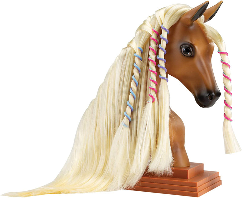 Breyer Horses Mane Beauty Horse Styling Head | SUNSET | Blonde Extra-Long Silky No Tangle Mane | 10" x 4.25" x 4.25" | Styling Book, Brush, Hair Coils, Hair Clips, Elastics | Horse Toy | Model