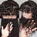 Water Short bob Wigs with Bangs Brazilian Virgin Human Hair Wigs None Lace Front Wigs With Bangs 130% Density Glueless Machine Made Wigs For Black Women 12 Inch¡­ Beafay Hair