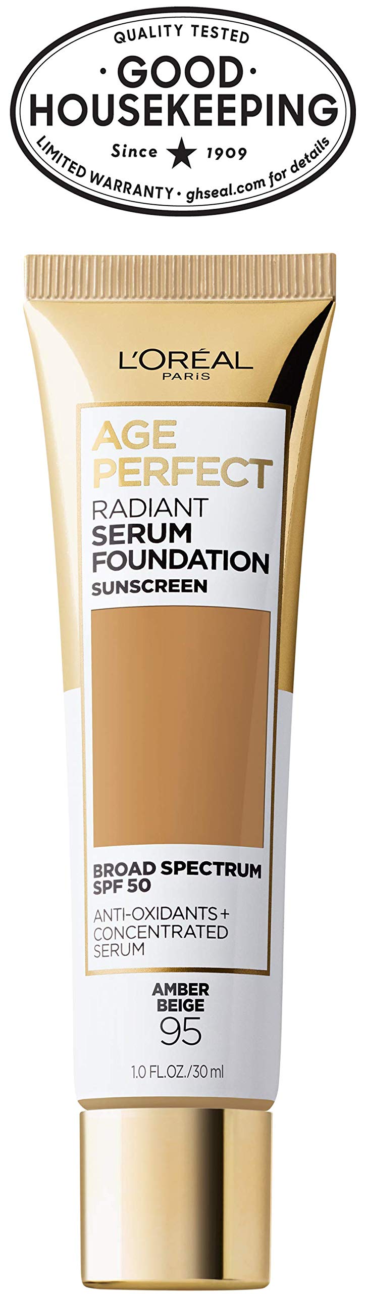 L'Oreal Paris Age Perfect Radiant Serum Foundation with SPF 50, Amber Beige, 1 Ounce L'Oreal Paris