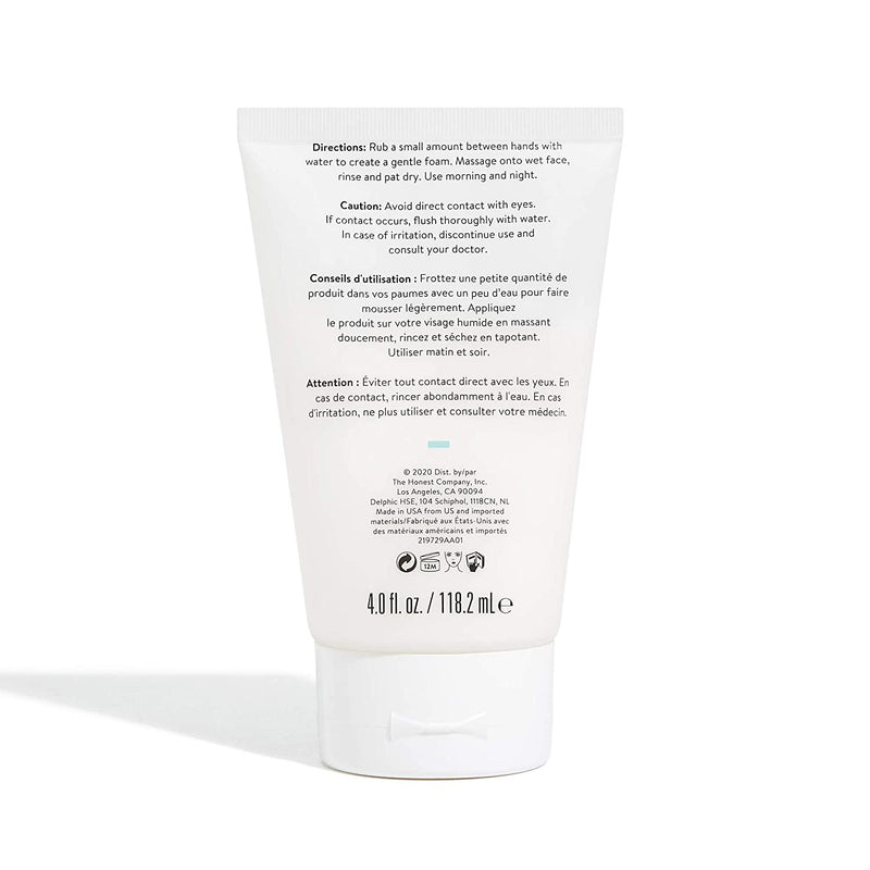 Honest Beauty Calm On Foaming Cream Cleanser | with Hyaluronic Acid + Phytosterols & Phospholipids + Amino Acids | 4 Fl Oz Honest Beauty