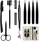 Eyebrow Kit, HOCOSY 8 in 1 Tweezers for Eyebrows, Professional Brow Grooming,Shaper,Trimming Set include Eyebrow Razor,Brush,Scissors,Brown Pencil,with Travel Case HOCOSY