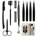 Eyebrow Kit, HOCOSY 8 in 1 Tweezers for Eyebrows, Professional Brow Grooming,Shaper,Trimming Set include Eyebrow Razor,Brush,Scissors,Brown Pencil,with Travel Case HOCOSY
