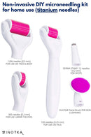 Derma Roller Kit 6 in 1 for Microneedling Face and Body, Titanium Needles 0.20, 0.25, 0.3mm length, Microneedle Roller for Home Use, Face Roller, Microdermabrasion, Safe for Beginners, Cosmetics INOTKA