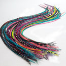 Feather Hair Extensions, 100% Real Rooster Feathers, Long Rainbow Colors, 20 Feathers with 20 Beads and 1 Loop Tool Kit, By Sexy Sparkles Feather hair Extensions