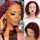 Colored Human Hair Lace Front Wigs Wine Red Human Hair Wigs For Black Women 10a Human Hair Curly Wigs Glueless Pre-Plucked With Baby Hair 10A Virgin Hair Lace Frontal Wigs Human Hair Lace Wigs Jasperel