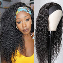 Nadula Hair 10A Water Wave Headbands Wig Human Hair for Women Brazilian Remy Human Hair Gluess Full Head Extension Wig Headband Scarf Wig 150% Density Natural Color (24inch) Nadula Store