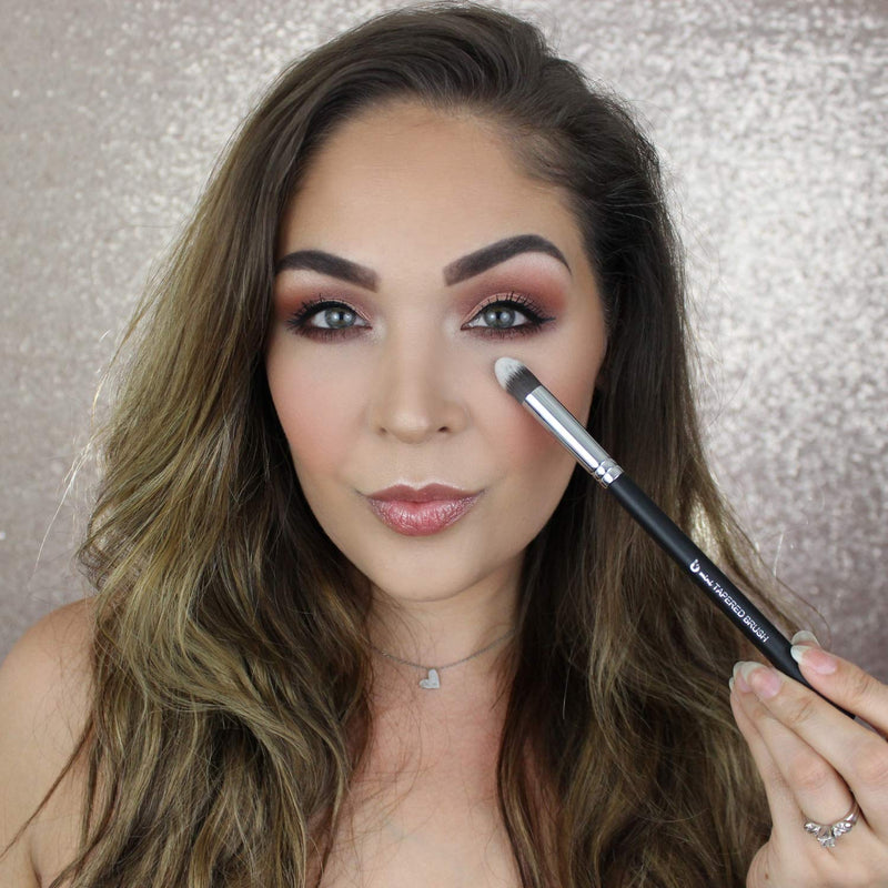 Kabuki Concealer Brush Under Eye - Beauty Junkees Mini Tapered Blending Makeup Brushes for Undereye Blender Buffer with Liquid Cream Powder Eyeshadow Cosmetics, Dense, Vegan Synthetic Beauty Junkees