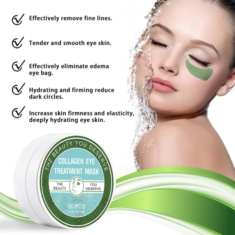 Vanelc Seaweed Crystal Eye Mask, For Dark Circles Under Eye, Under Eye Bags, Natural Eye Mask for Puffy Eyes, Anti-Wrinkle,Deep-Moisturizing, Gel Pads 30 Pairs VANELC