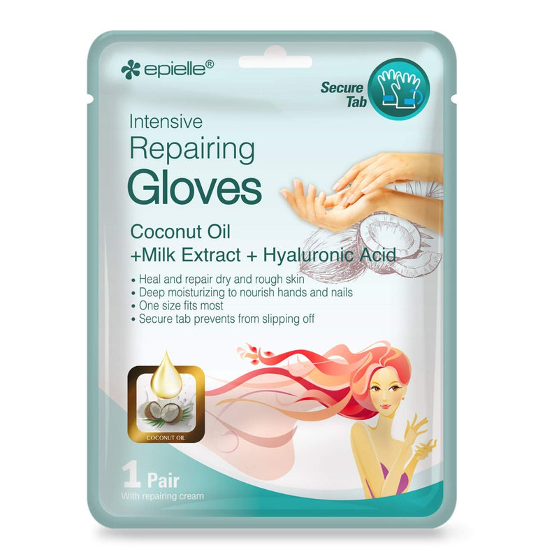 Epielle Intensive Repairing Masks for Hand and Foot (Glove & Socks-12pk) Dry Hand, Dry & Cracked Heel to toe Spa Masks Coconut Oil + Milk Extract + Hyaluronic Acid | Gift set for women, Spa Gift for women Epielle