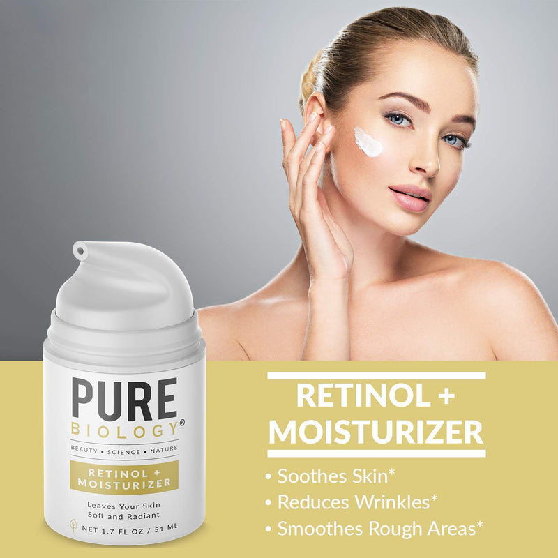 Pure Biology Premium Total Eye Cream & Retinol Cream Bundle to Help Brighten & Tighten Under Eye Bags, Wrinkles & Fine Lines Pure Biology