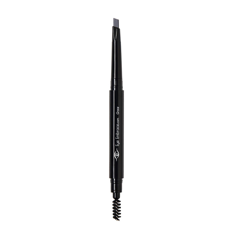 Eye Embrace Grace: Medium Gray Eyebrow Pencil – Waterproof, Double-Ended Automatic Angled Tip & Spoolie Brush, Cruelty-Free Eye Embrace