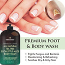 ALL Natural Tea Tree Body Wash - Fights Body Odor, Athlete’s Foot, Jock Itch, Nail Issues, Dandruff, Acne, Eczema, Yeast Infection, Shower Gel for Women & Men, Eucalyptus Aloe Skin Cleanser -16 fl oz First Botany