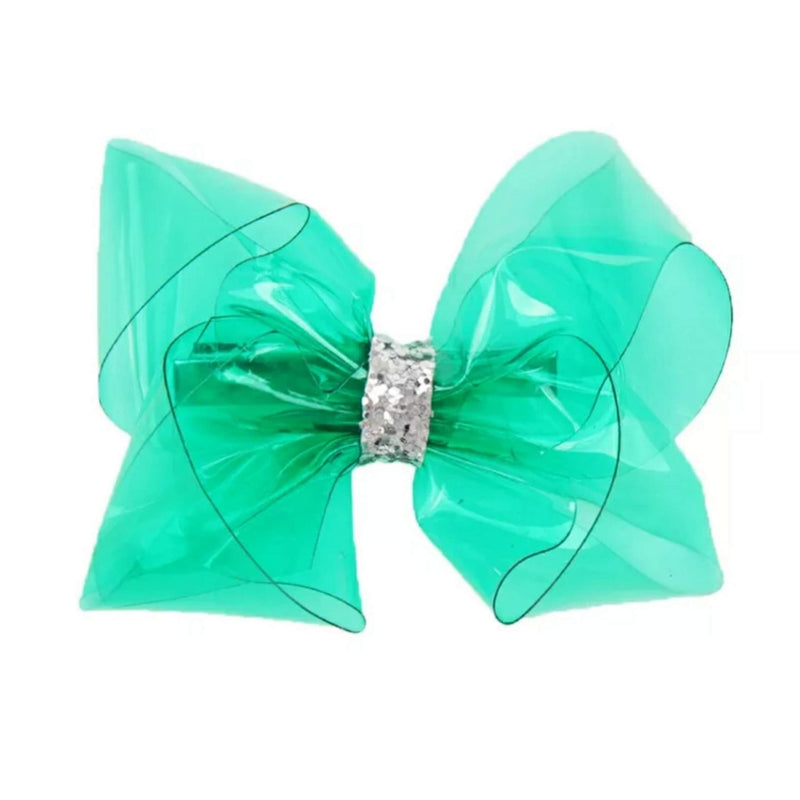 2Pcs Waterproof Jelly Hair Bow on Clip - Girls (B3 - 4" Green bow, 4 Inch Bow) J&J Boutiques