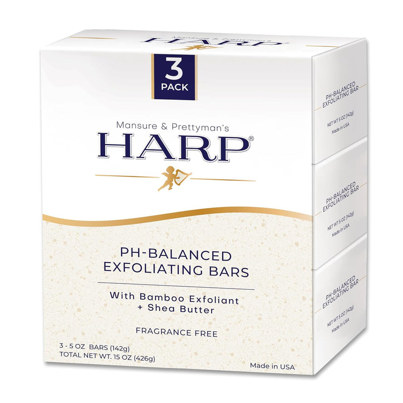 HARP pH-Balanced (5.0-6.0) Body Wash Bar. 100% Syndet. Protects Moisture Barrier For Sensitive, Dry or Irritated skin. + Shea Butter/Borage Oil. Non-Comedogenic. FRAGRANCE FREE Infinity Warehouse