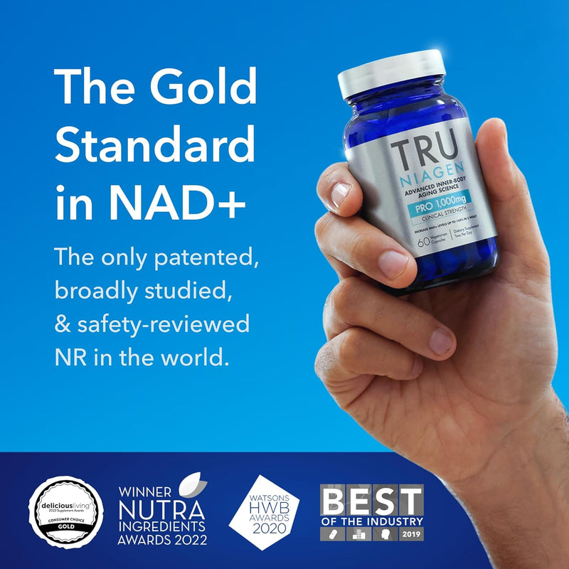 TRU NIAGEN PRO NAD+ Supplement for Anti Aging and Cell Regeneration, 2 x 500mg Patented Niagen, 30 Servings | Supports Cellular Energy | Nicotinamide Riboside (NR) Daily Supplements for Men and Women Infinity Warehouse