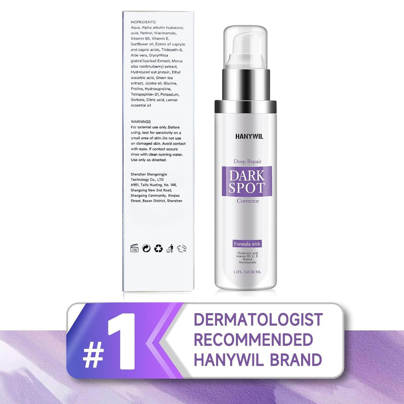 HANYWIL Dark Spot Remover for Face & Body Serum,Rapid Tone Repair Cream with Hyperpigmentation Treatment,Sun Spot, Age Spot & Melasma Remover,Dermatologist-Tested Brightening Retinol Serum (1.7 Fl Oz) Infinity Warehouse