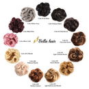 Bella Hair Instant Messy Bun Extension, Real Human Hair Scrunchies for Women Wavy Curly Up-Do Chignon Hairpiece (