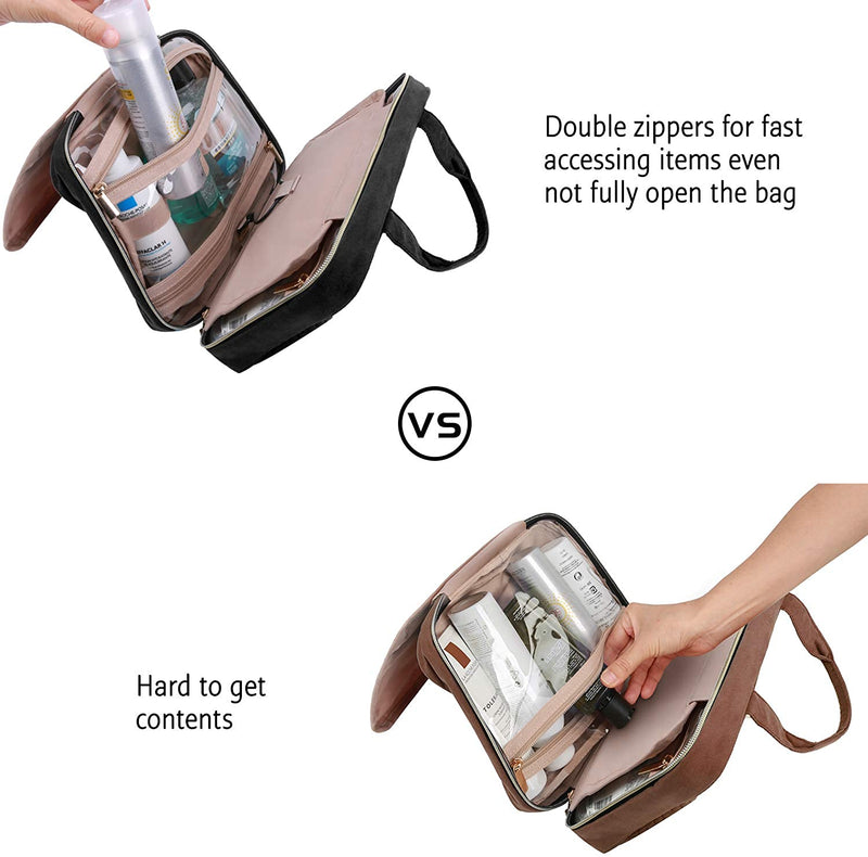 BAGSMART Toiletry Bag Travel Bag with Hanging Hook, Water-resistant Makeup Cosmetic Bag Travel Organizer for Accessories, Shampoo, Full Sized Container, Toiletries BAGSMART Store