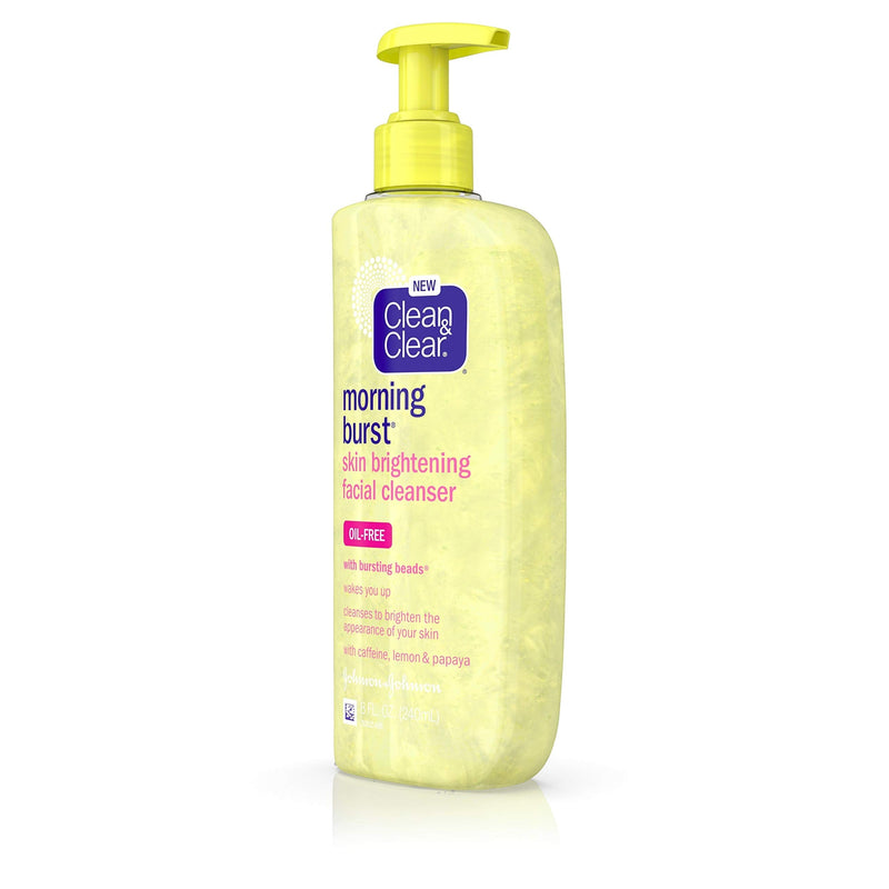 Clean & Clear Morning Burst Skin Brightening Facial Cleanser with Caffeine, Lemon & Papaya, Gentle Daily Citrus Face Wash for All Skin Types, Oil-Free & Non-Comedogenic, 8 fl. oz Clean & Clear