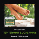 100% Natural Peppermint Eucalyptus Tea Tree Body & Foot Scrub - w/ Collagen & Stem cells, Best for Acne, Dandruff & Warts, Helps with Corns, Calluses, Athlete foot, Jock Itch & Body Odor (11 oz) First Botany