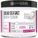 pureSCRUBS Premium Lemongrass Dead Sea Salt Body Exfoliator Scrub, Full Exfoliating Body Scrubber - Large 16oz Jar, Filled With Essential Oils, Includes Spoon, Loofah & Exfoliating Skin Soap Infinity Warehouse