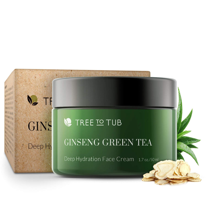 Face Cream for Women by Tree To Tub - Anti Aging Face Cream for Dry and Oily Skin - With Vitamin B3, B5, E, Aloe Vera, Ginseng and Green Tea 1.7 oz Tree to Tub