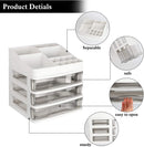 ELUCHANG Cosmetic Makeup Organizer Plastic Storage Box with Drawer Lipsticks Holder Desktop Sundry Storage Case (3 Drawers,Transparent) ELUCHANG