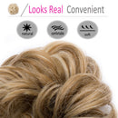 Updo Hair Bun Synthetic Hair Extensions Messy Wavy Chignon Bride Donut Scrunchy Hairpieces 1 Piece for Halloween Christmas T2312 Pink-Thicker Hairro