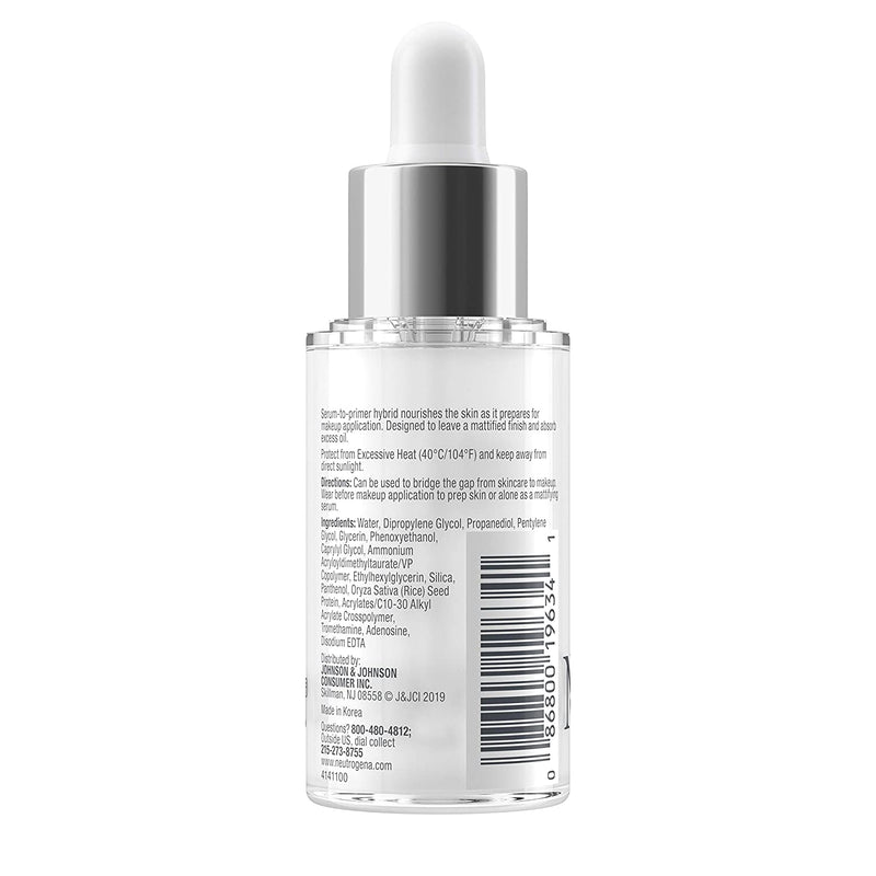 Neutrogena Shine Control Matte Booster Face Primer & Serum, Skin-Mattifying Serum-to-Primer with Rice Protein, Absorbs Excess Oil & Keeps Skin Shine Free, 1.0 fl. Oz Neutrogena