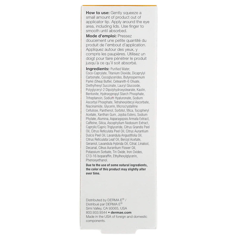 Derma E Eye Cream Vitamin C Turmeric Caffeine, 0.5 Oz DERMA-E