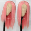Maycaur Orange Lace Front Wigs Long Straight Hair 24 Inch Wigs for Fashion Women Synthetic Lace Front Wigs with Natural Hairline Maycaur