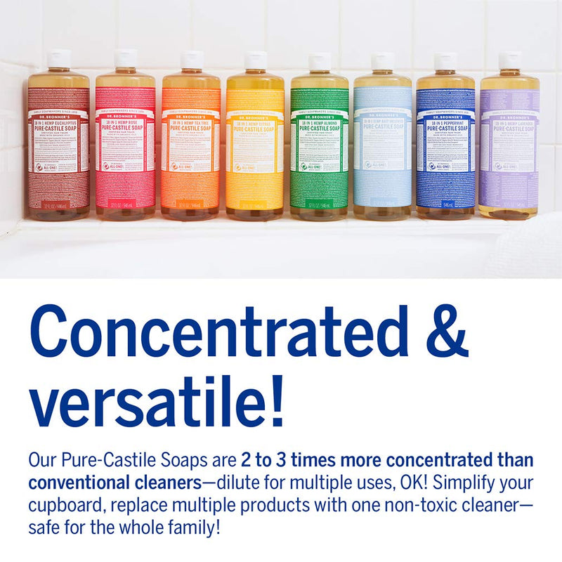 Dr. Bronner’s - Pure-Castile Liquid Soap (Almond, 32 ounce) - Made with Organic Oils, 18-in-1 Uses: Face, Body, Hair, Laundry, Pets and Dishes, Concentrated, Vegan, Non-GMO Dr. Bronner's