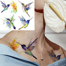 15 Sheets FANRUI 3D Watercolor Hummingbird Temporary Tattoos For Women Girl Small Multicolor Hummer Birds Tattoo Temporary Colorful Flower Fake Face Tatoo Kids Tiny Hands Waterproof Tatto Adult Tato FANRUI