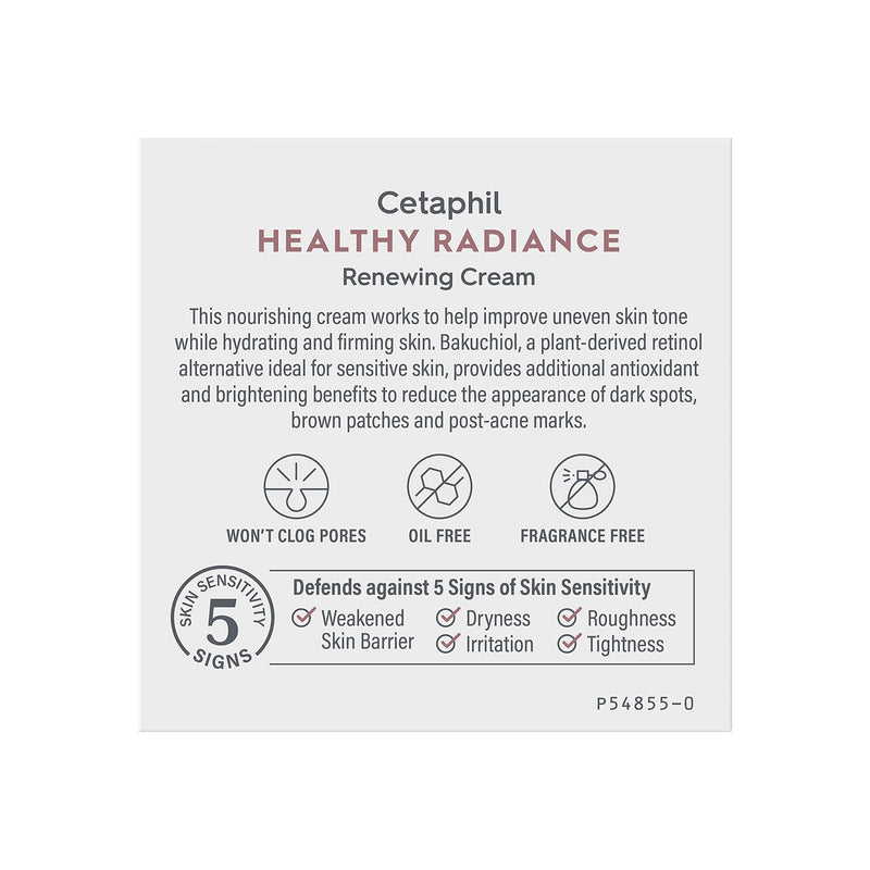 Face Cream by Cetaphil, Healthy Radiance Renewing Cream, Visbily Reduces Look of Dark Spots, Brightening Lotion, Designed for Sensitive Skin, Hypoallergenic, Fragrance Free, 1.7oz Cetaphil