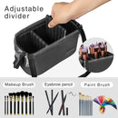 Makeup Brush Case Makeup Brush Holder Travel Makeup Bag for Women Cosmetic Bags Stand-up Brush Cup Professional Makeup Artist Storage Organizer with Shoulder Starp and Adjustable Dividers (Black) TANTO