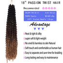Passion Twist Hair 18 Inch 7 Packs/Lot Water Wave Crochet Hair Passion Twists Long Bohemian Hair Passion Twist Crochet Hair Synthetic Braiding Hair Extensions (1B/30/27