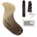 Doores Human Hair Extensions Clip in Ombre Ash Brown to Platinum Blonde 120g 7pcs 22 Inch Clip in Hair Extensions Straight Natural Hair Extensions Clip in Real Extensions DOORES Store