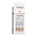 KISS imPRESS Press-On Manicure, Nail Kit, PureFit Technology, Short Press-On Nails, Square, Knock Out, Includes Prep Pad, Mini File, Cuticle Stick, and 30 Fake Nails KISS