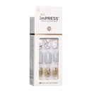 KISS imPRESS Press-On Manicure, Nail Kit, PureFit Technology, Short Press-On Nails, Square, Knock Out, Includes Prep Pad, Mini File, Cuticle Stick, and 30 Fake Nails KISS