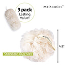 MainBasics Seaweed-Infused Bath Shower Loofah Sponge Pouf Body Scrubber Exfoliator (Set of 3) MainBasics