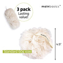 MainBasics Seaweed-Infused Bath Shower Loofah Sponge Pouf Body Scrubber Exfoliator (Set of 3) MainBasics