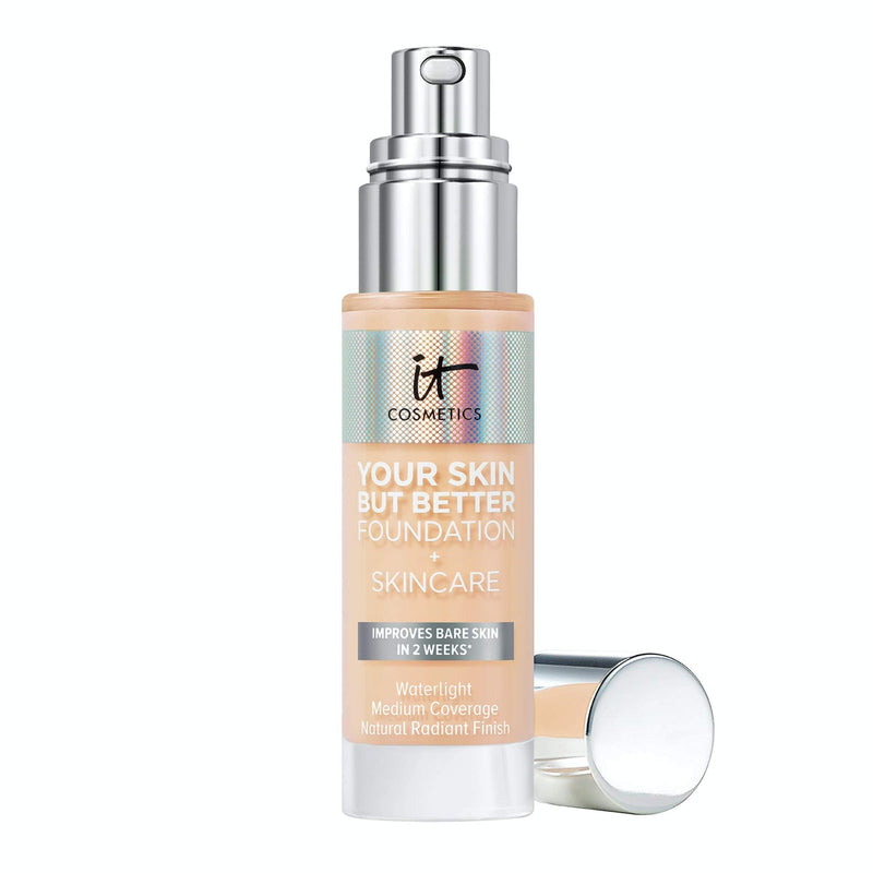 IT Cosmetics Your Skin But Better Foundation + Skincare, Fair Warm 12 - Hydrating Coverage - Minimizes Pores & Imperfections, Natural Radiant Finish - With Hyaluronic Acid - 1.0 fl oz It Cosmetics