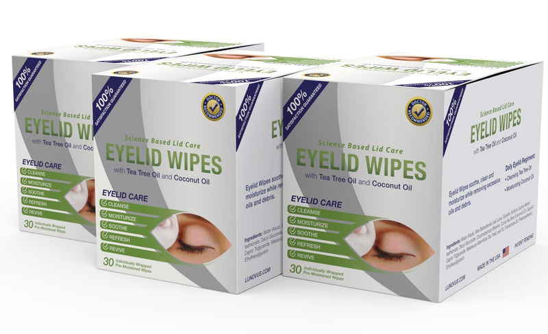 Premium Eyelid Wipes With Tea Tree and Coconut Oil - Cleansing Eye Wipes for People Itchy Eyes - Box Of 30 Natural Eye Wipes Visual Advantage