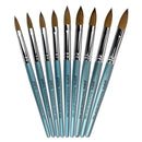 PANA USA Pure Kolinsky Hair Acrylic Nail Brush - Oval Crimped Teal Wood Handle (Size 10) PANA