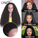 UNice Hair 10A Kinky Straght Half Wig Human Hair for Black Women,100% Unprocessed Brazilian Virgin Hair Glueless 3/4 Half Wig Wear and Go 150% Density Natural Color 14inch UNICE Store