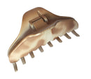 Parcelona French Narrow Thin Ivory Beige Medium 3 1/2" Cellulose Acetate Made in France Interlocking Teeth Covered Spring Hair Claw Clip Clamp Clutcher for Women and Girls Parcelona