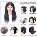 SOPHIRE 100% Real Hair Mannequin Head with Stand, Hairdressers' Practice Training Head and Cosmotology Doll Head for Hairstyling and Braid - Natural Black SOPHIRE